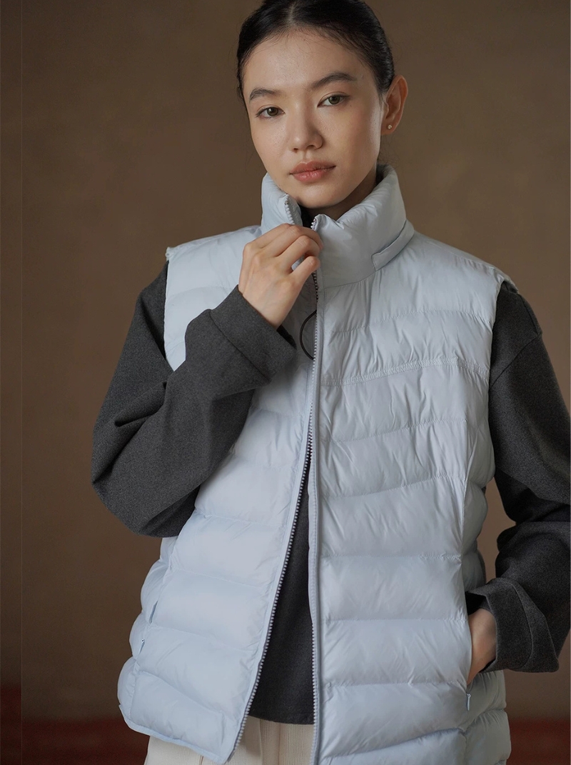 清新冰島藍保暖棉服馬甲可拆卸連帽疊穿顯瘦排骨外套女