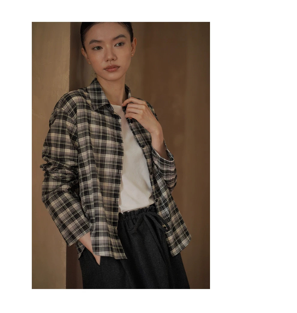 清透鋼琴黑白格紋寬鬆直身顯瘦經典翻領疊穿通勤襯衫女,清透鋼琴黑白格紋寬鬆直身顯瘦經典翻領疊穿通勤襯衫女,HBFW1084,清透鋼琴黑白格紋寬鬆直身顯瘦經典翻領疊穿通勤襯衫女,經典格紋,疊搭造型