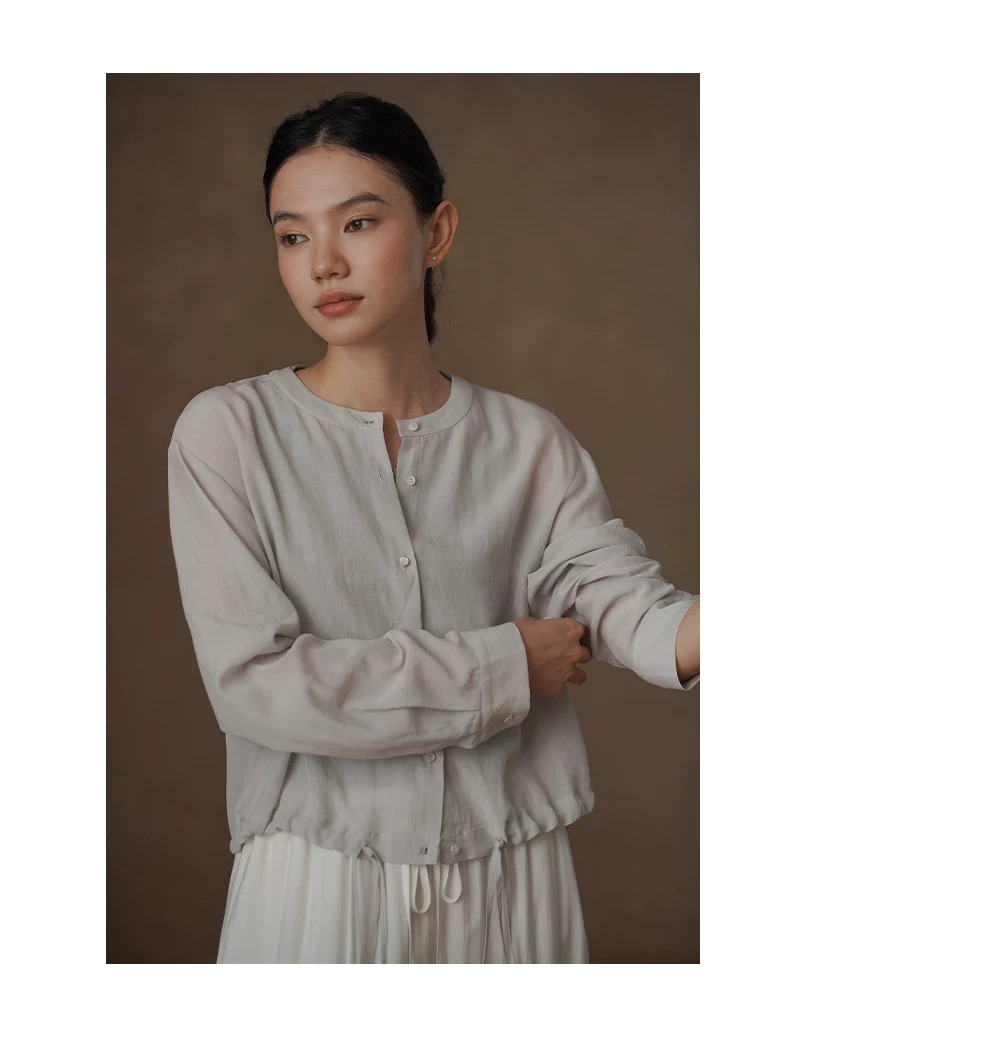 清爽淨透薄萊賽爾亞麻圓領短款寬鬆長袖顯瘦休閒外套,清爽淨透薄萊賽爾亞麻圓領短款寬鬆長袖顯瘦休閒外套,HBFW5010,清爽淨透薄萊賽爾亞麻圓領短款寬鬆長袖顯瘦休閒外套,清爽顯瘦,俐落剪裁