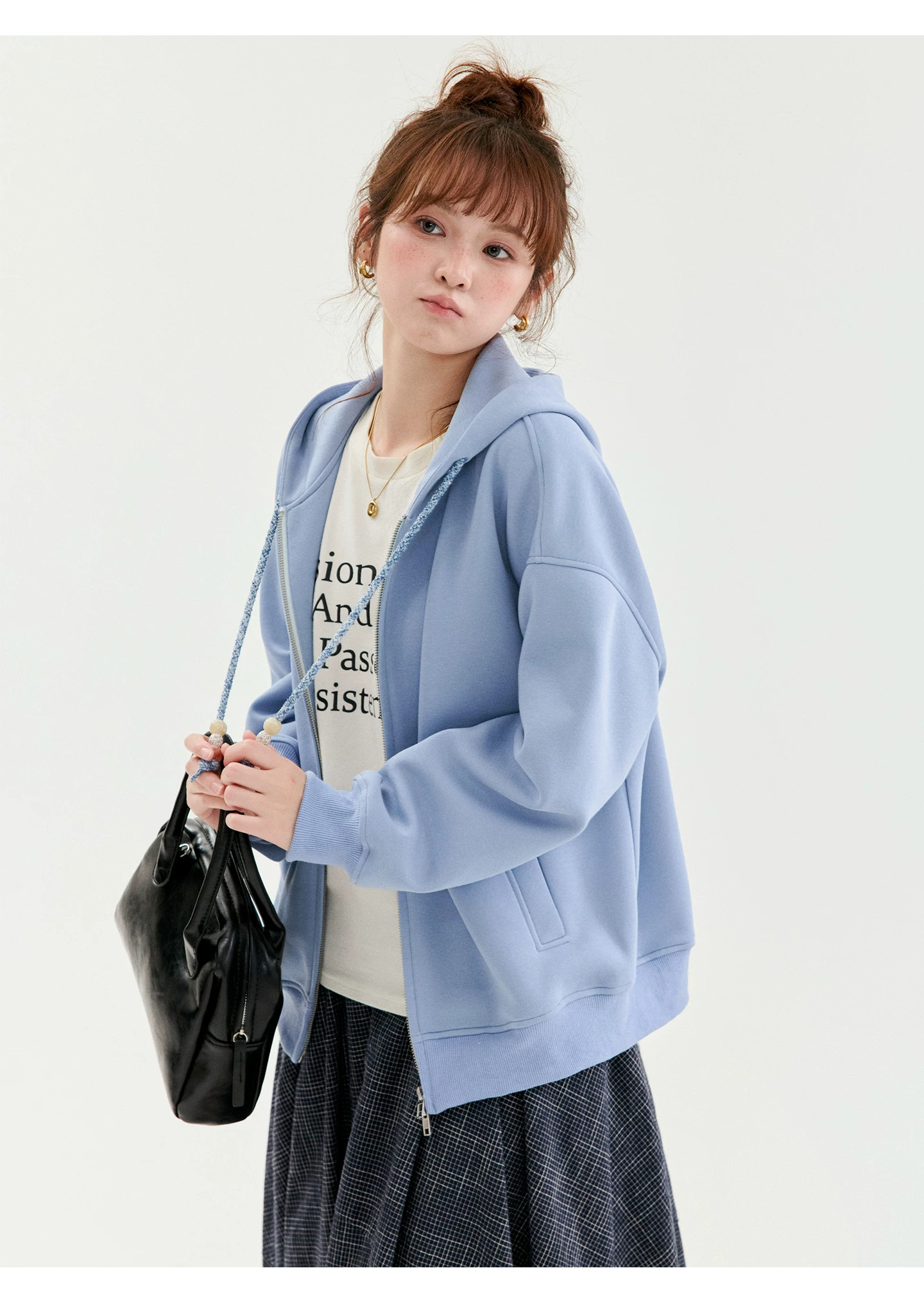 少女感藍色連帽拉鍊外套女秋季新款寬鬆衛衣上衣,少女感藍色連帽拉鍊外套女秋季新款寬鬆衛衣上衣,HBFW5003,少女感藍色連帽拉鍊外套女秋季新款寬鬆衛衣上衣,連帽外套,舒適好穿