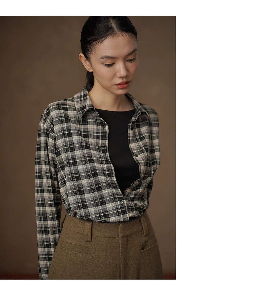 清透鋼琴黑白格紋寬鬆直身顯瘦經典翻領疊穿通勤襯衫女,清透鋼琴黑白格紋寬鬆直身顯瘦經典翻領疊穿通勤襯衫女,HBFW1084,清透鋼琴黑白格紋寬鬆直身顯瘦經典翻領疊穿通勤襯衫女,經典格紋,疊搭造型