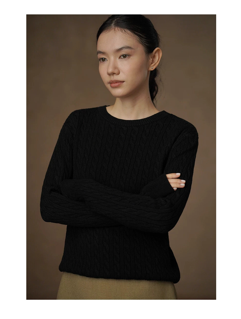 經典絞花螺紋復古學院軟糯親膚針織圓領寬鬆顯瘦毛衣女,經典絞花螺紋復古學院軟糯親膚針織圓領寬鬆顯瘦毛衣女,HBFW1085,經典絞花螺紋復古學院軟糯親膚針織圓領寬鬆顯瘦毛衣女,麻花針織,修身版型