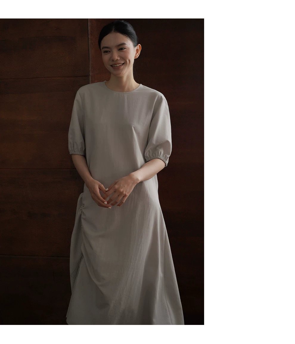 慵懶箱根氣質飄逸萊賽爾亞麻混紡寬鬆顯瘦通勤連身裙女,慵懶箱根氣質飄逸萊賽爾亞麻混紡寬鬆顯瘦通勤連身裙女,HBFW7012,慵懶箱根氣質飄逸萊賽爾亞麻混紡寬鬆顯瘦通勤連身裙女,單側抽褶,日常百搭