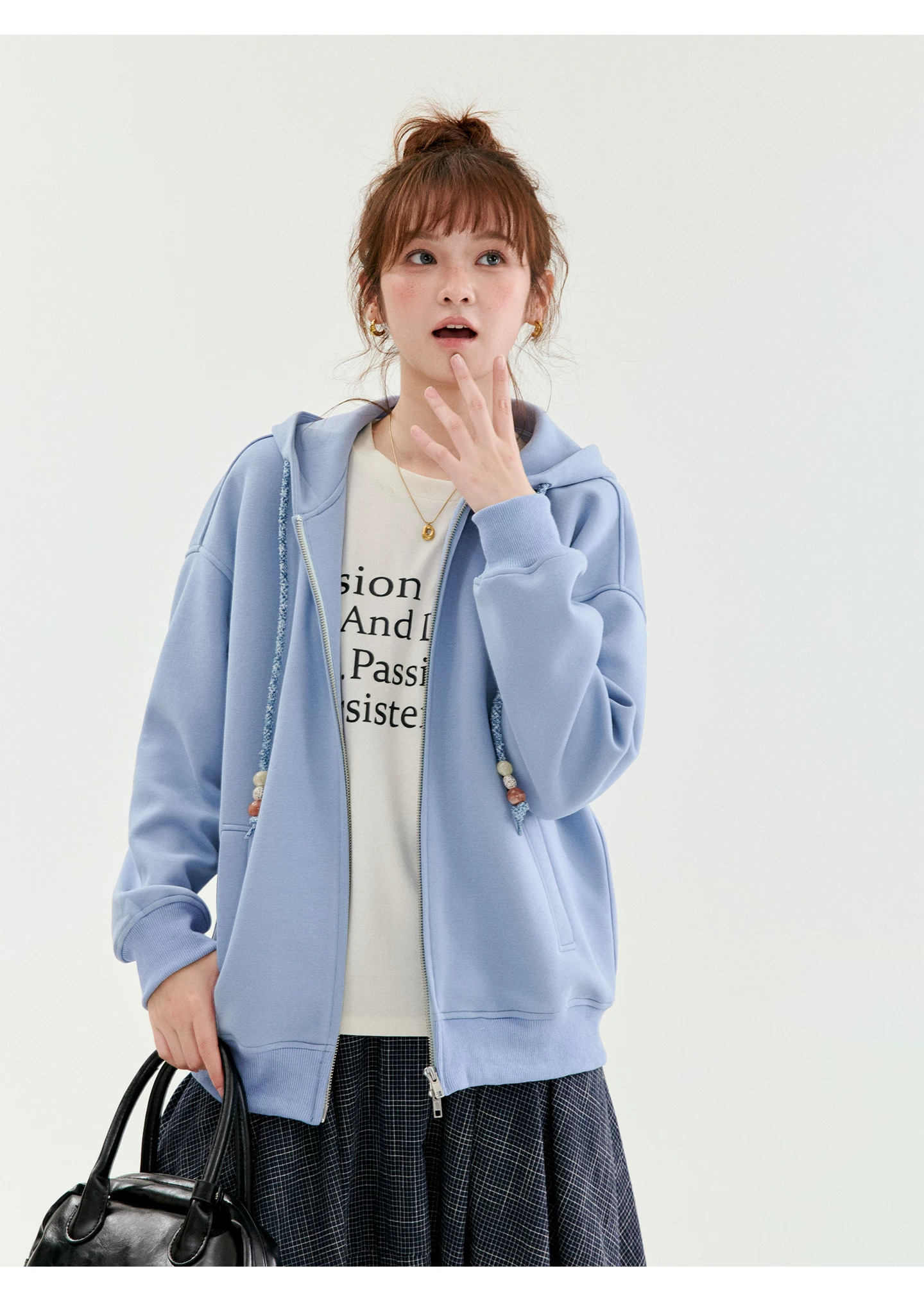 少女感藍色連帽拉鍊外套女秋季新款寬鬆衛衣上衣,少女感藍色連帽拉鍊外套女秋季新款寬鬆衛衣上衣,HBFW5003,少女感藍色連帽拉鍊外套女秋季新款寬鬆衛衣上衣,連帽外套,舒適好穿
