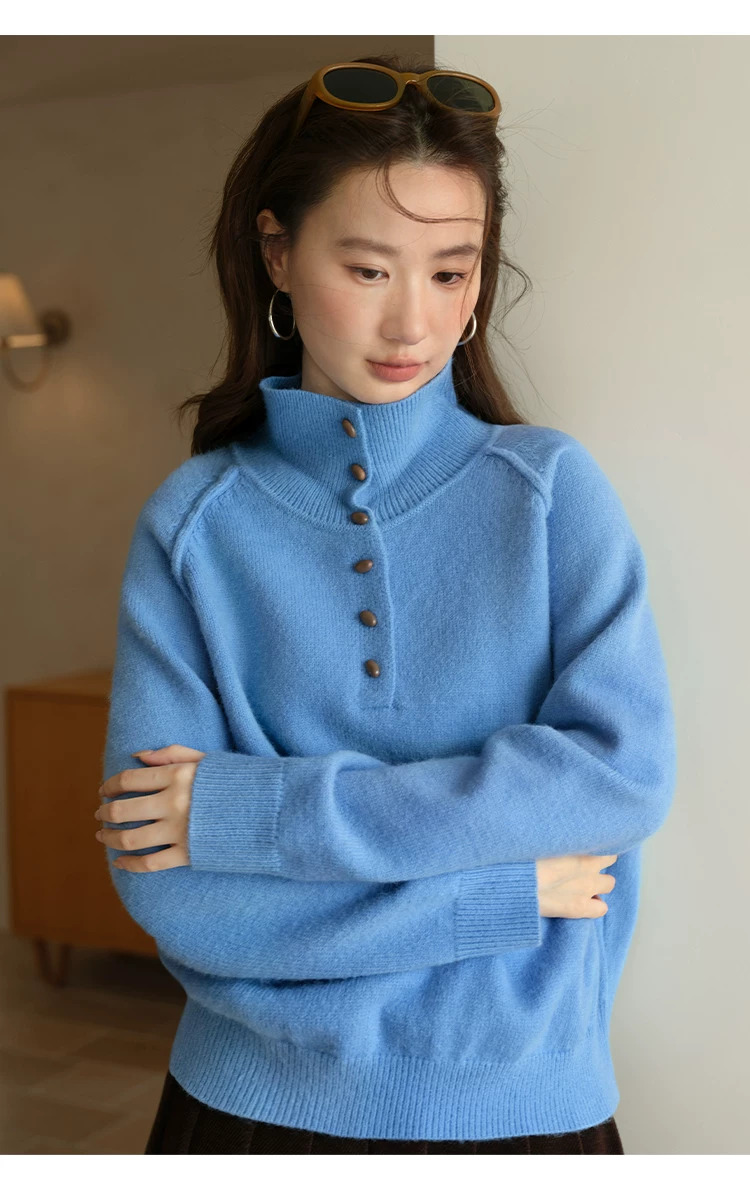 大尺碼藍色高領套頭長袖毛衣女秋冬針織衫,大尺碼藍色高領套頭長袖毛衣女秋冬針織衫,HBFW1057,大尺碼藍色高領套頭長袖毛衣女秋冬針織衫,中大尺碼,高領套頭