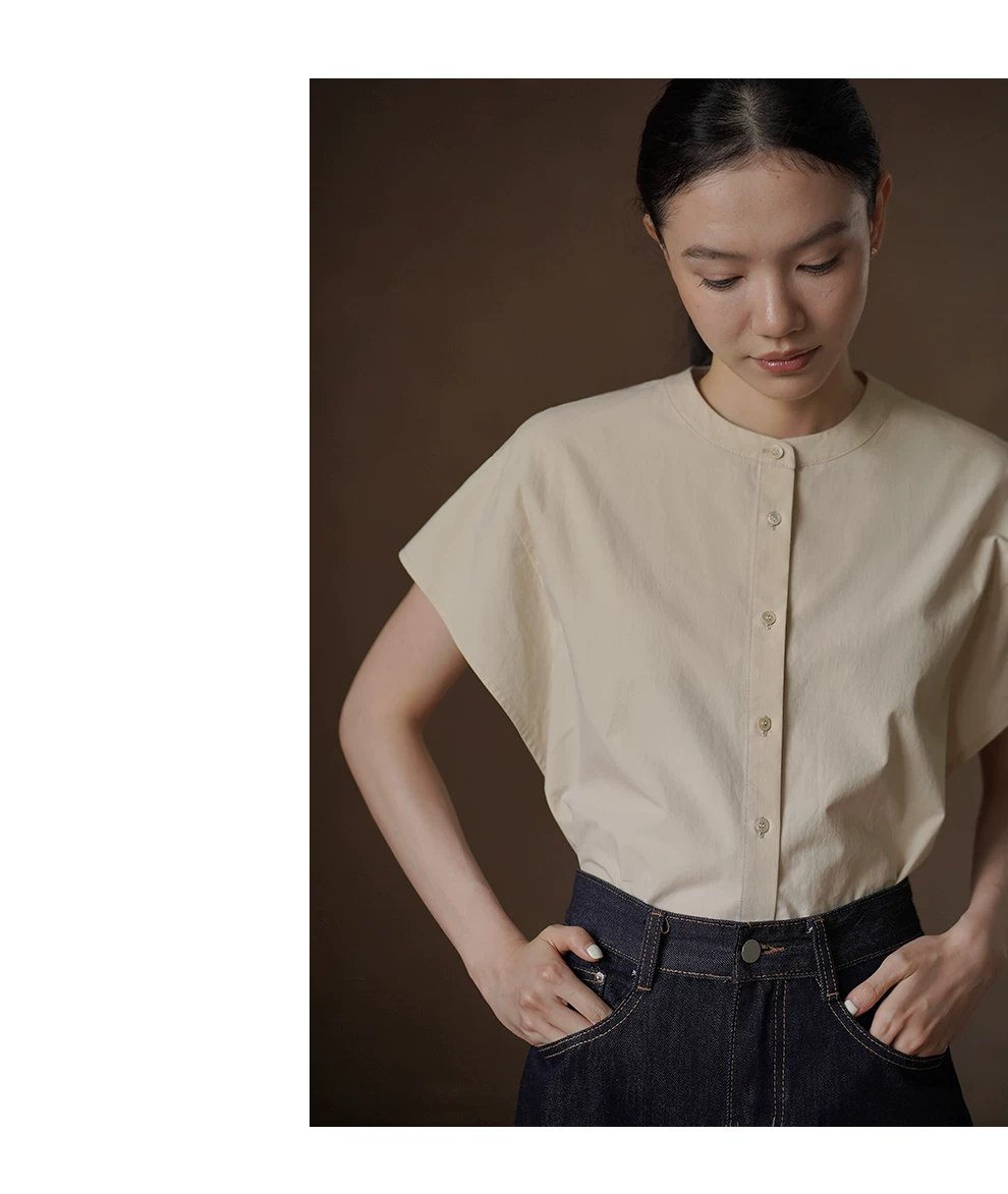 幽蘭丁香100棉柔軟水洗挺括寬鬆顯瘦短袖圓領基本款襯衫,幽蘭丁香100棉柔軟水洗挺括寬鬆顯瘦短袖圓領基本款襯衫,HBFW1059,幽蘭丁香100棉柔軟水洗挺括寬鬆顯瘦短袖圓領基本款襯衫,落肩飛袖,純棉親膚