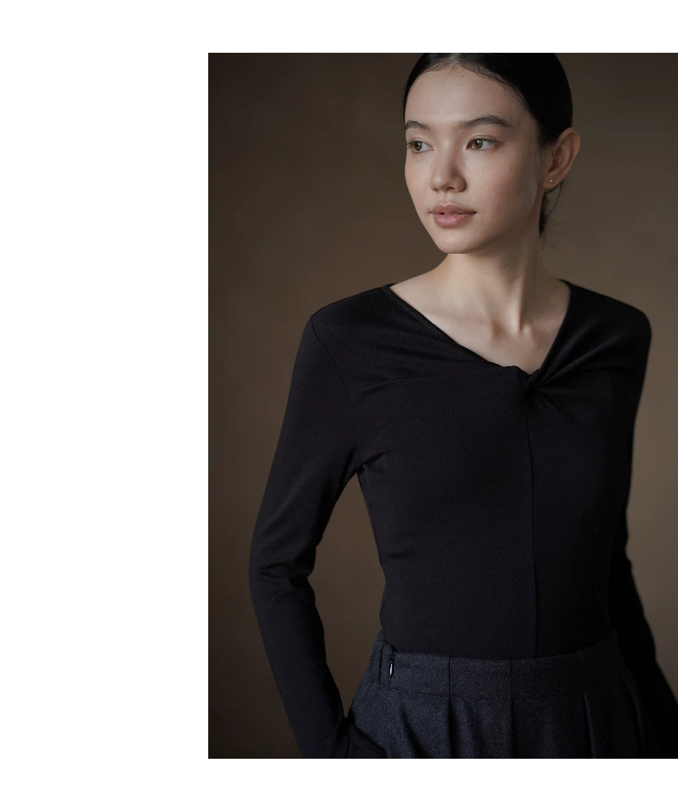 美感通勤親膚彈性棉感扭結V領合身氣質顯瘦長袖內搭T恤,美感通勤親膚彈性棉感扭結V領合身氣質顯瘦長袖內搭T恤,HBFW1075,美感通勤親膚彈性棉感扭結V領合身氣質顯瘦長袖內搭T恤,柔軟絨感,保暖修身