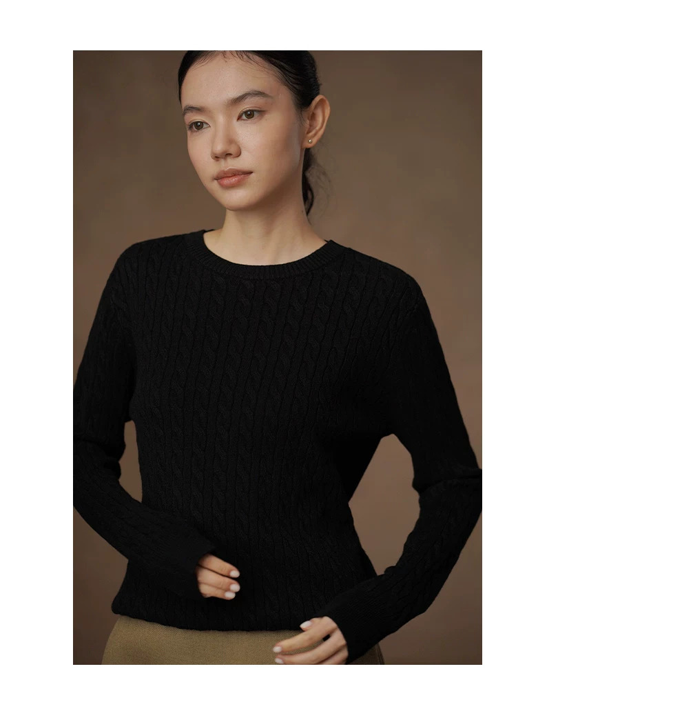 經典絞花螺紋復古學院軟糯親膚針織圓領寬鬆顯瘦毛衣女,經典絞花螺紋復古學院軟糯親膚針織圓領寬鬆顯瘦毛衣女,HBFW1085,經典絞花螺紋復古學院軟糯親膚針織圓領寬鬆顯瘦毛衣女,麻花針織,修身版型