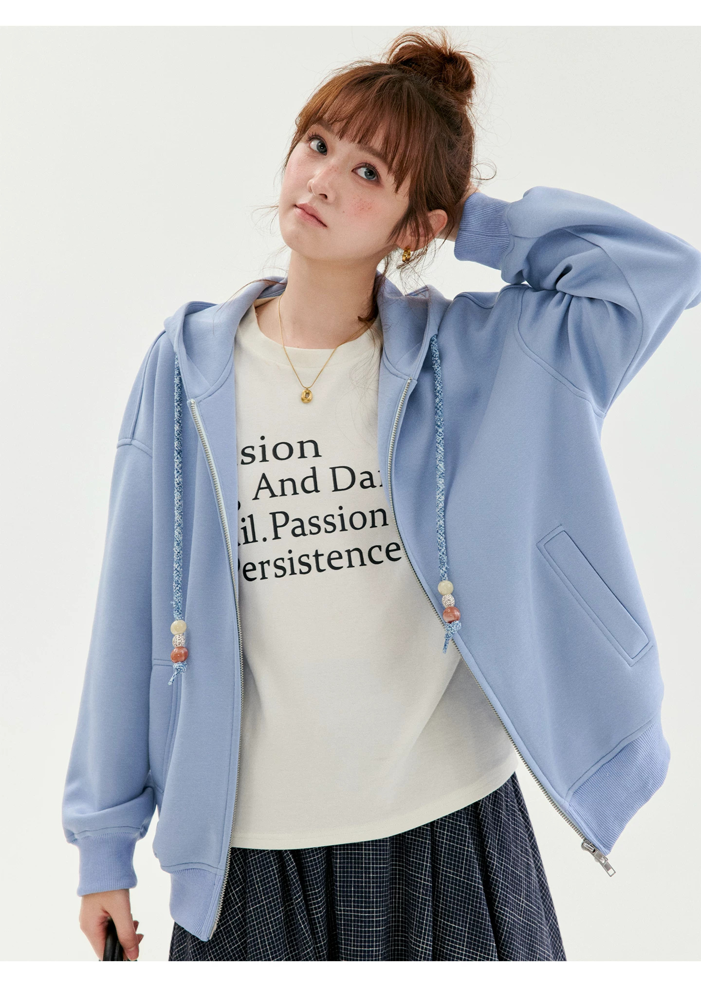 少女感藍色連帽拉鍊外套女秋季新款寬鬆衛衣上衣,少女感藍色連帽拉鍊外套女秋季新款寬鬆衛衣上衣,HBFW5003,少女感藍色連帽拉鍊外套女秋季新款寬鬆衛衣上衣,連帽外套,舒適好穿