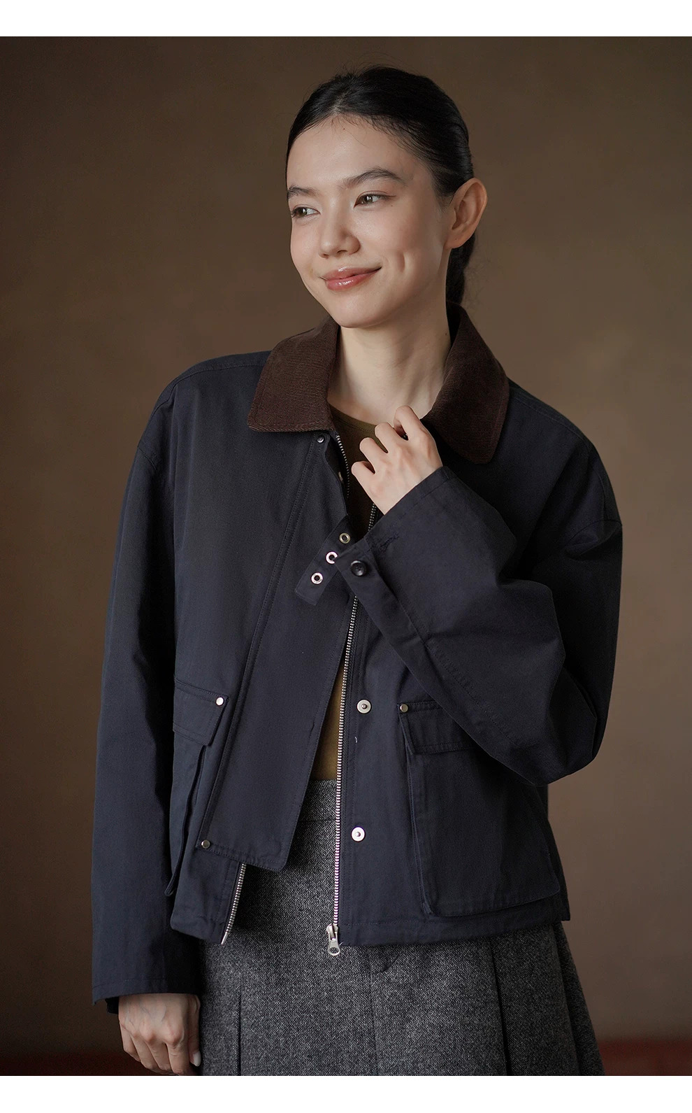 挺括100棉工裝感燈芯絨撞色翻領短版寬鬆顯瘦夾克外套女,挺括100棉工裝感燈芯絨撞色翻領短版寬鬆顯瘦夾克外套女,HBFW5024,挺括100棉工裝感燈芯絨撞色翻領短版寬鬆顯瘦夾克外套女,中性夾克,全棉面料