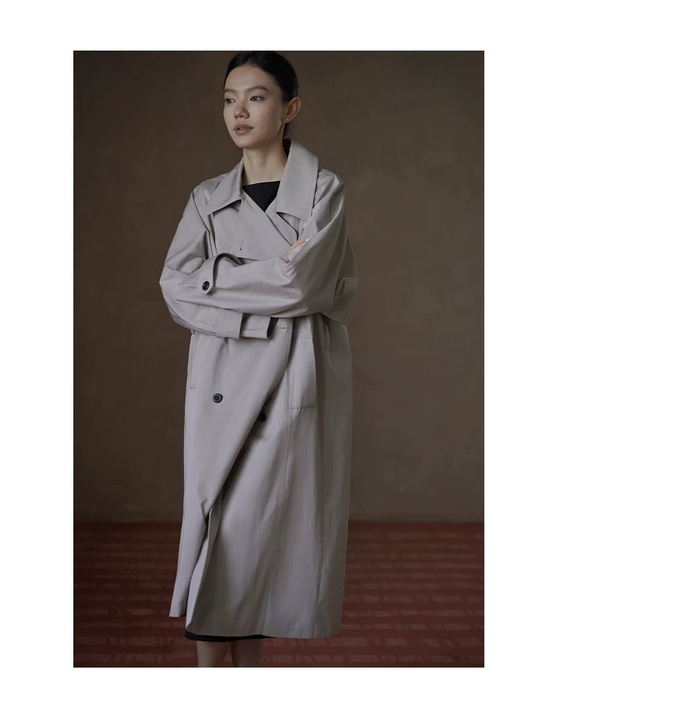 清冷都會風衣立體剪裁寬鬆長款輪廓通勤氣場翻領外套女,清冷都會風衣立體剪裁寬鬆長款輪廓通勤氣場翻領外套女,HBFW5004,清冷都會風衣立體剪裁寬鬆長款輪廓通勤氣場翻領外套女,立體剪裁,雙排釦設計