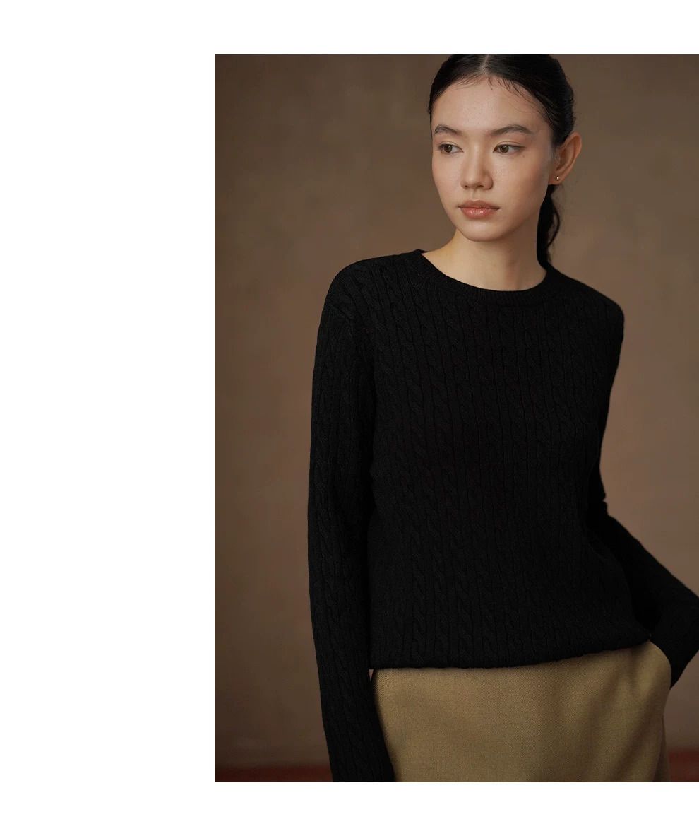 經典絞花螺紋復古學院軟糯親膚針織圓領寬鬆顯瘦毛衣女,經典絞花螺紋復古學院軟糯親膚針織圓領寬鬆顯瘦毛衣女,HBFW1085,經典絞花螺紋復古學院軟糯親膚針織圓領寬鬆顯瘦毛衣女,麻花針織,修身版型