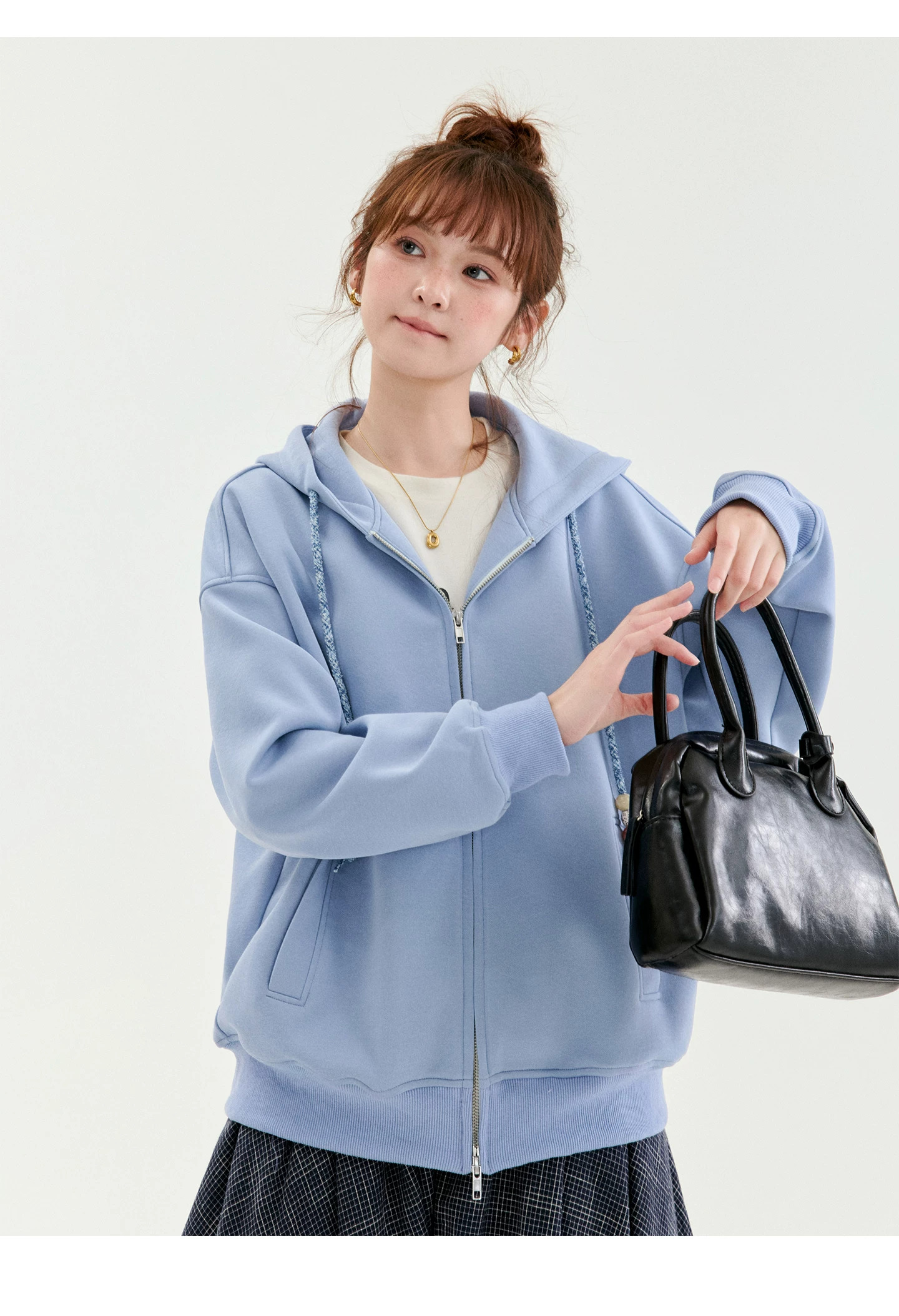 少女感藍色連帽拉鍊外套女秋季新款寬鬆衛衣上衣,少女感藍色連帽拉鍊外套女秋季新款寬鬆衛衣上衣,HBFW5003,少女感藍色連帽拉鍊外套女秋季新款寬鬆衛衣上衣,連帽外套,舒適好穿