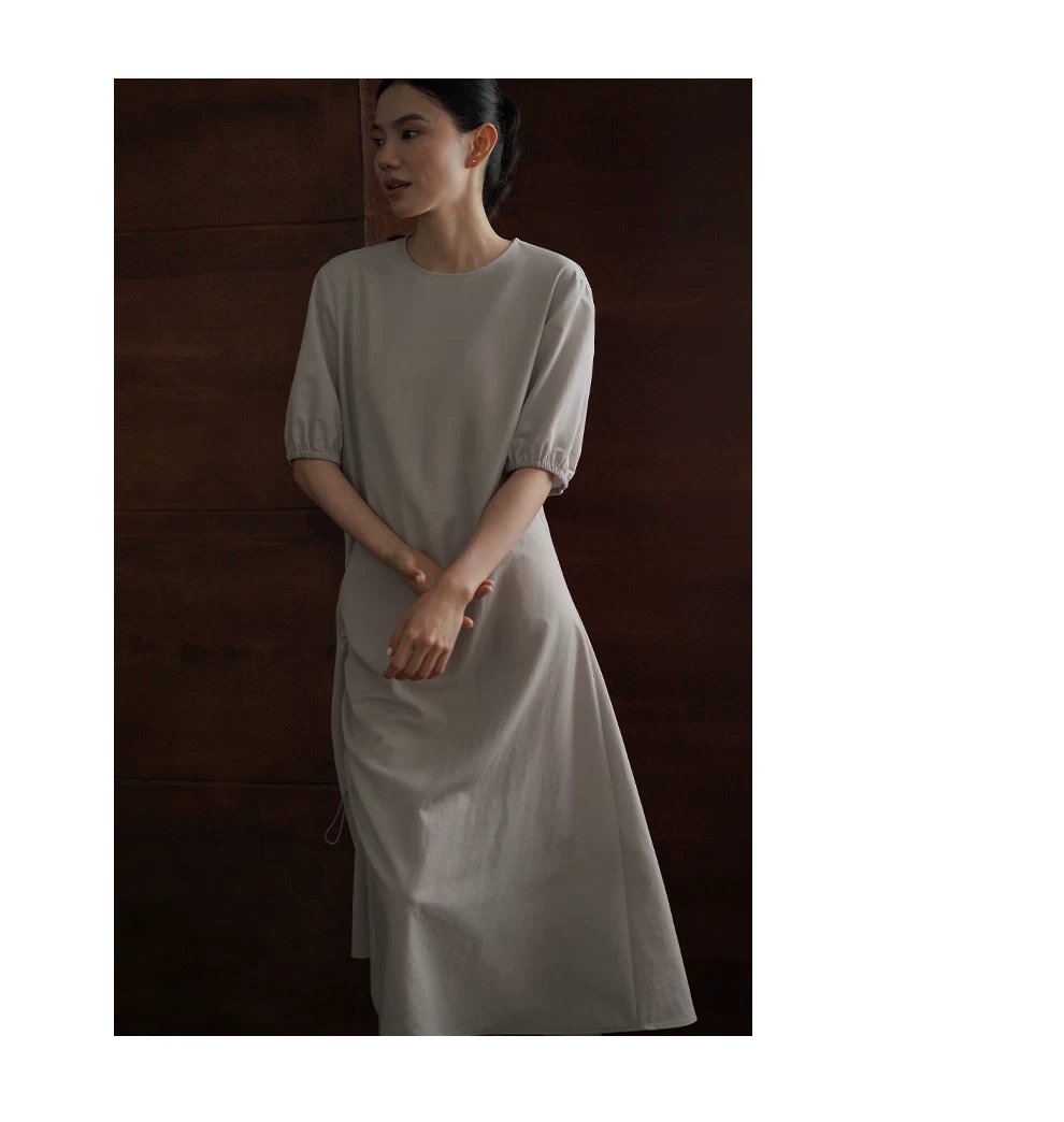 慵懶箱根氣質飄逸萊賽爾亞麻混紡寬鬆顯瘦通勤連身裙女,慵懶箱根氣質飄逸萊賽爾亞麻混紡寬鬆顯瘦通勤連身裙女,HBFW7012,慵懶箱根氣質飄逸萊賽爾亞麻混紡寬鬆顯瘦通勤連身裙女,單側抽褶,日常百搭