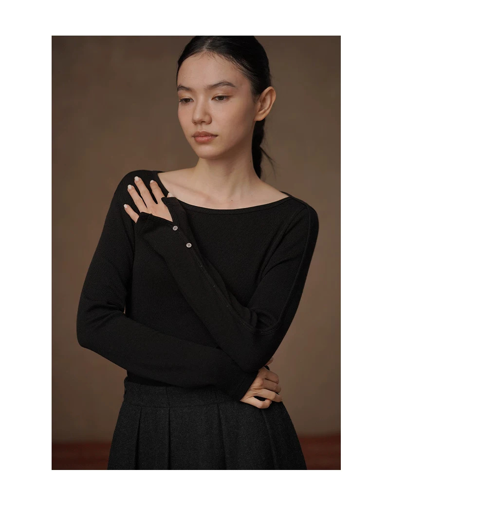 氣質基本款一字領軟糯親膚棉感彈性合身顯瘦長袖上衣女,氣質基本款一字領軟糯親膚棉感彈性合身顯瘦長袖上衣女,HBFW1082,氣質基本款一字領軟糯親膚棉感彈性合身顯瘦長袖上衣女,細膩柔軟,氣質優雅