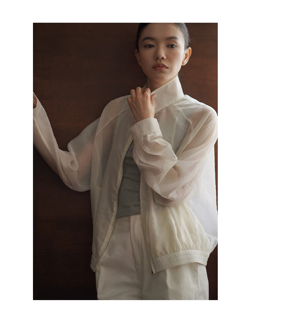 薄霧暮雲紗感寬鬆朦朧外套立領顯瘦休閒通勤長袖夾克女,薄霧暮雲紗感寬鬆朦朧外套立領顯瘦休閒通勤長袖夾克女,HBFW5025,薄霧暮雲紗感寬鬆朦朧外套立領顯瘦休閒通勤長袖夾克女,輕盈透氣,透膚寬鬆