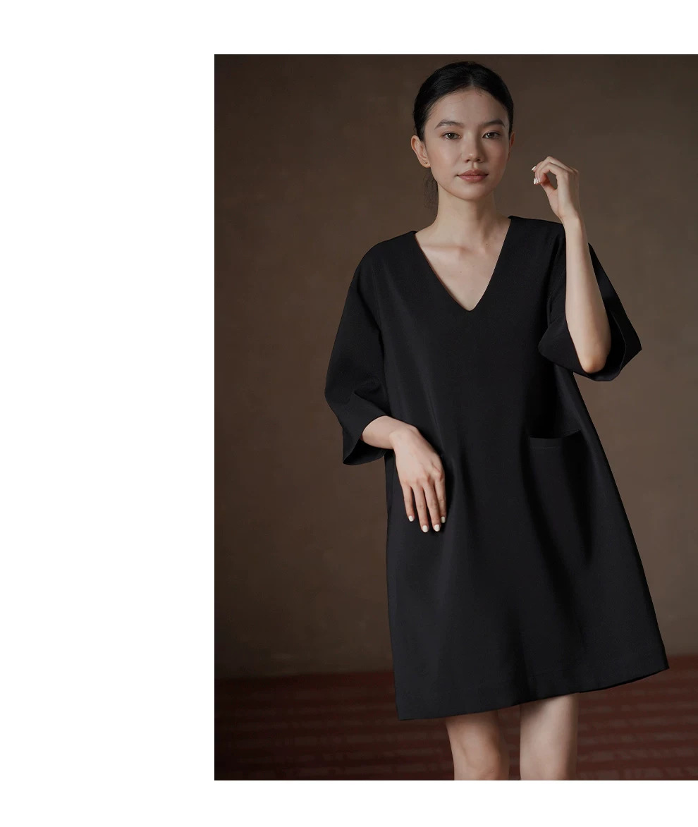 打破刻板西裝布料休閒寬鬆H型顯瘦通勤短袖V領連身裙女,打破刻板西裝布料休閒寬鬆H型顯瘦通勤短袖V領連身裙女,HBFW7016,打破刻板西裝布料休閒寬鬆H型顯瘦通勤短袖V領連身裙女,H型顯瘦,寬鬆日常