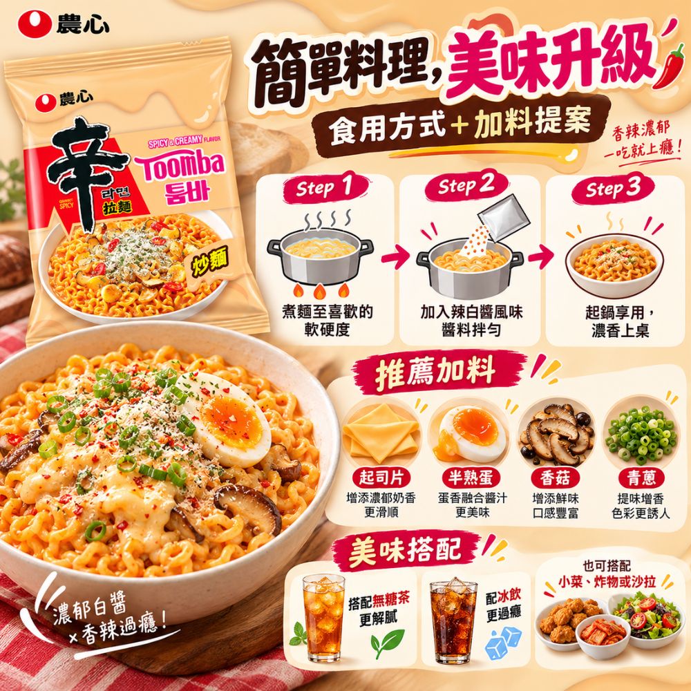 農心辛拉麵-辣白醬味 5包/袋,SH10000003,農心辛拉麵-辣白醬味5包/袋,白醬奶香,韓國人氣麵食,辛香辣感