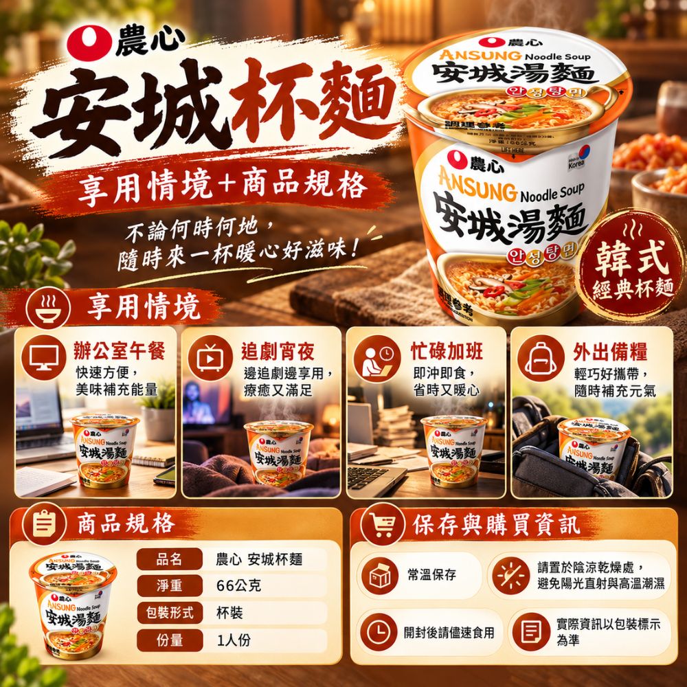 農心安城杯麵,SH10000067,農心安城杯麵,韓式湯頭,豆醬系香氣,Q彈麵體