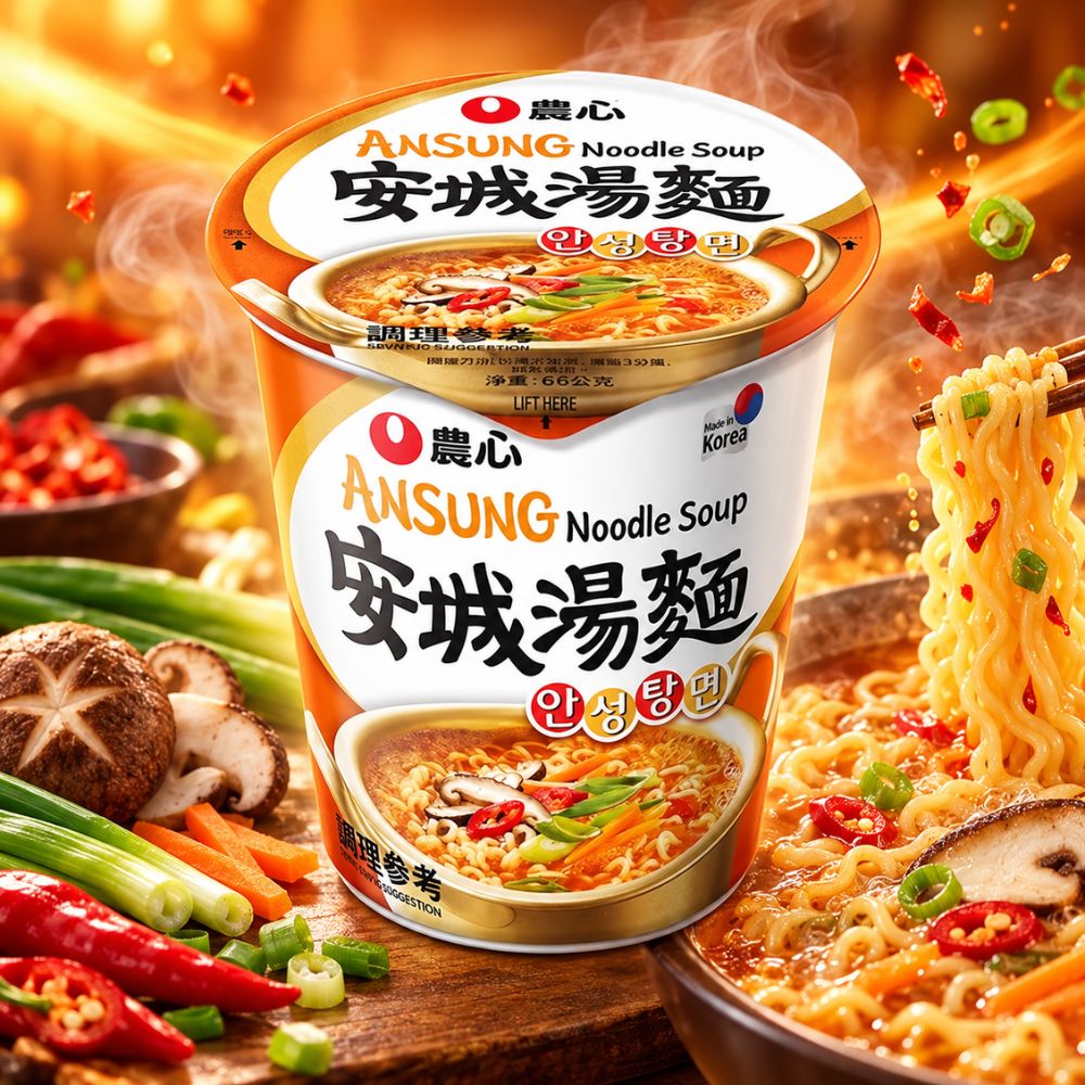 農心安城杯麵,SH10000067,農心安城杯麵,韓式湯頭,豆醬系香氣,Q彈麵體