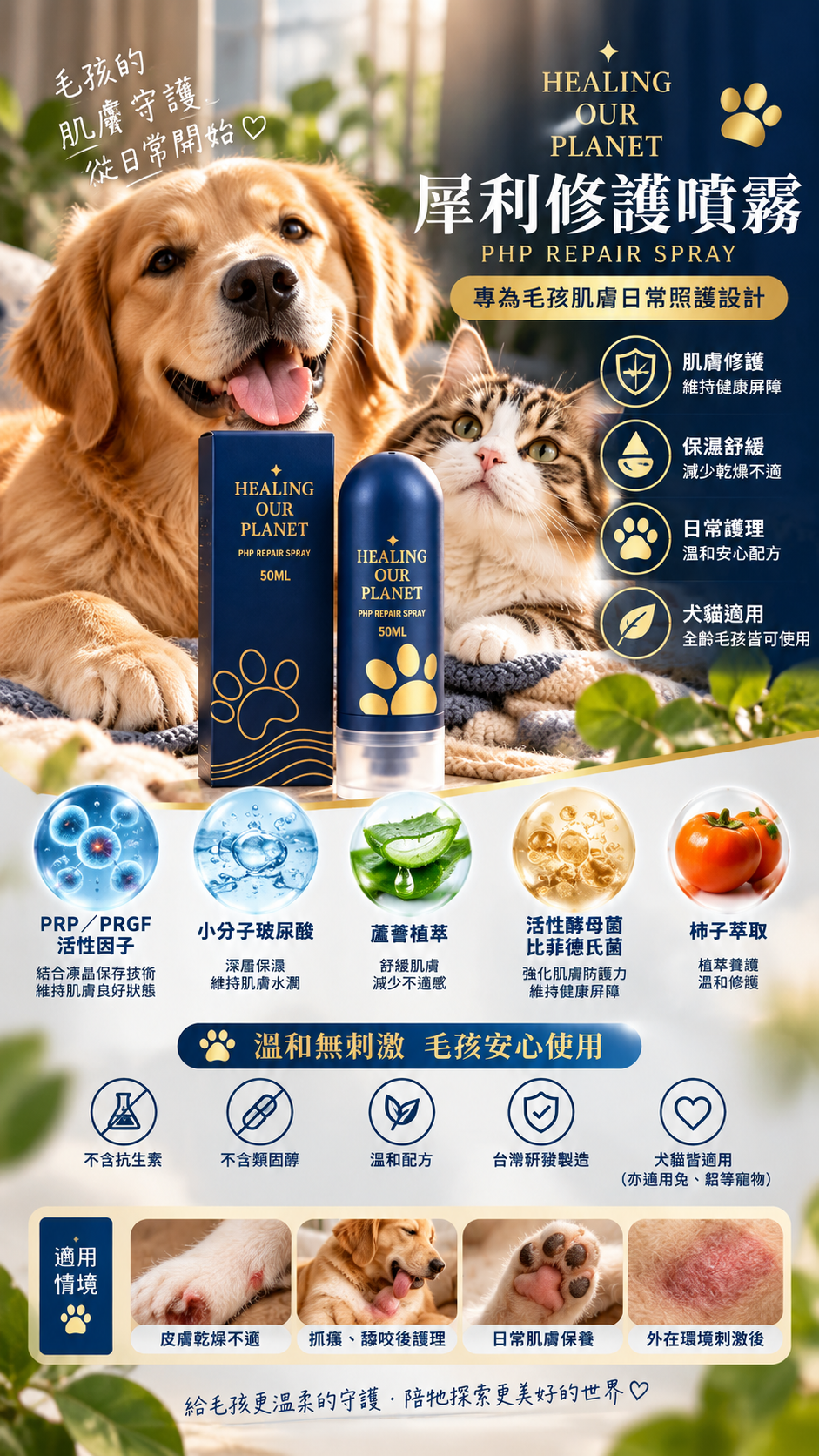 M146【犀利星球】犀利修護噴霧,寵物肌膚乾燥,蘆薈舒緩,強化肌膚防護力,寵物玻尿酸保濕,無類固醇寵物噴霧