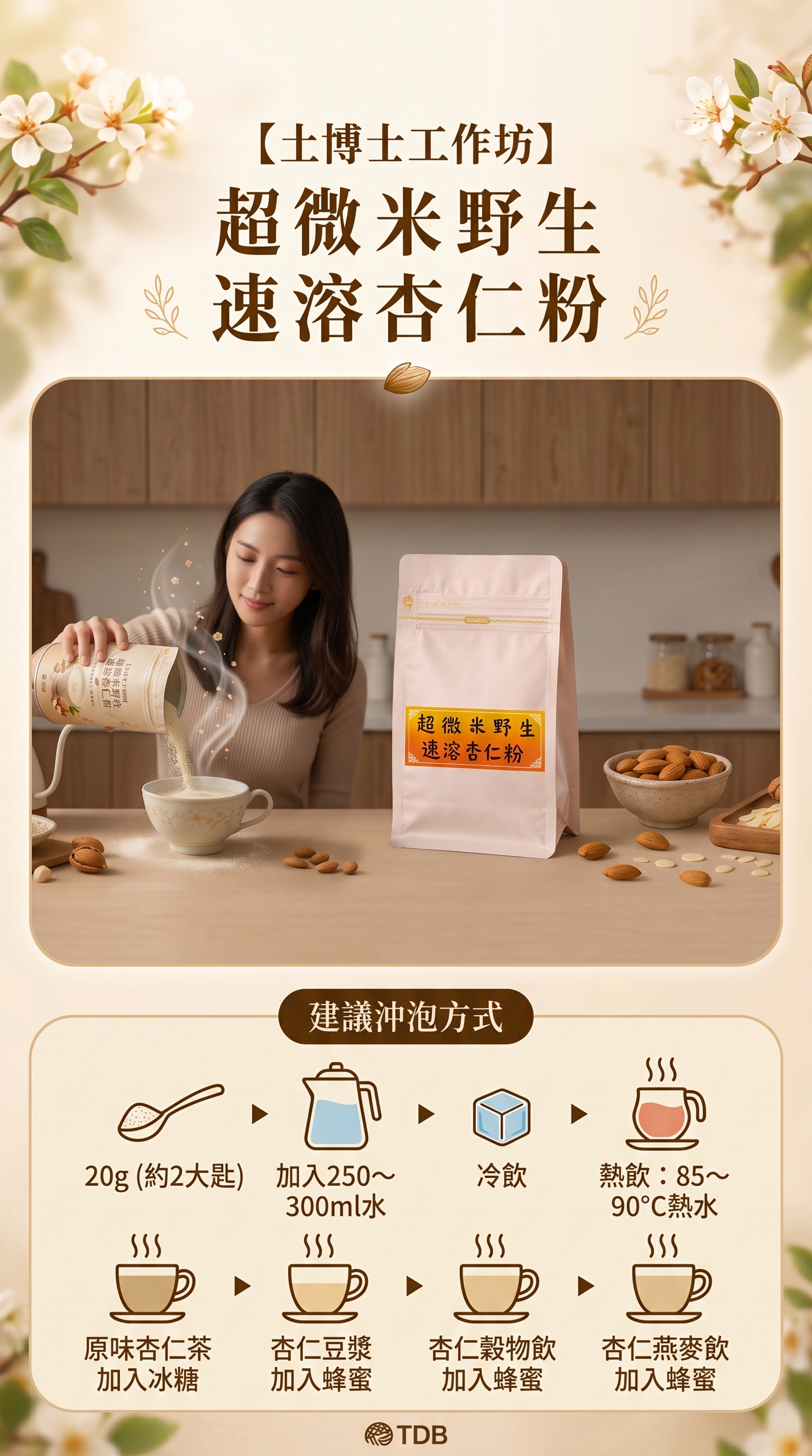 M169【土博士工作坊】超微米野生速溶杏仁粉,燕麥杏仁,杏仁豆漿,養生飲品,早餐沖泡,冷熱沖泡