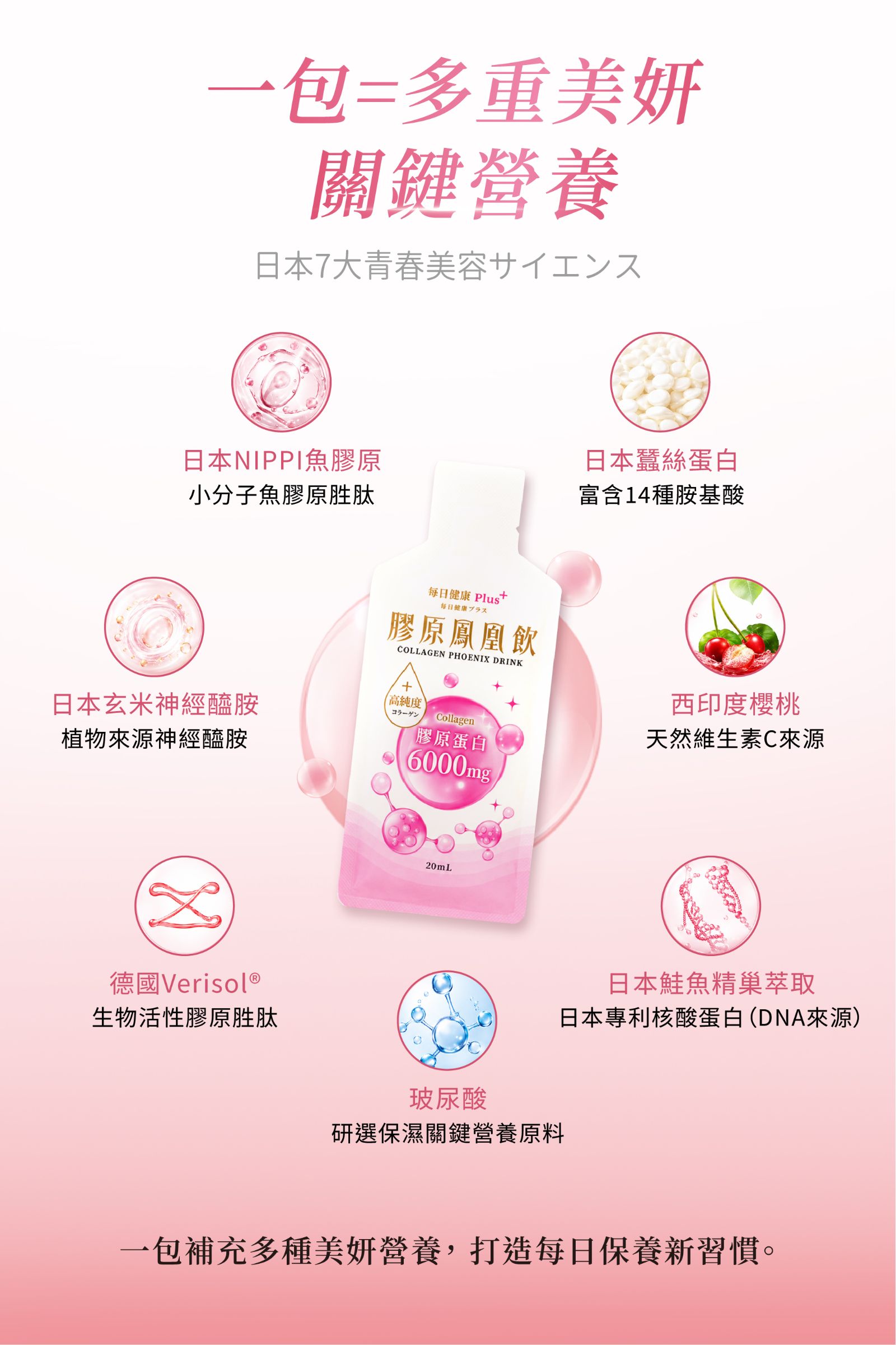 M148【日健佳】膠原鳳凰飲,青春美麗,養顏美容,維生素C,蠶絲蛋白,玻尿酸